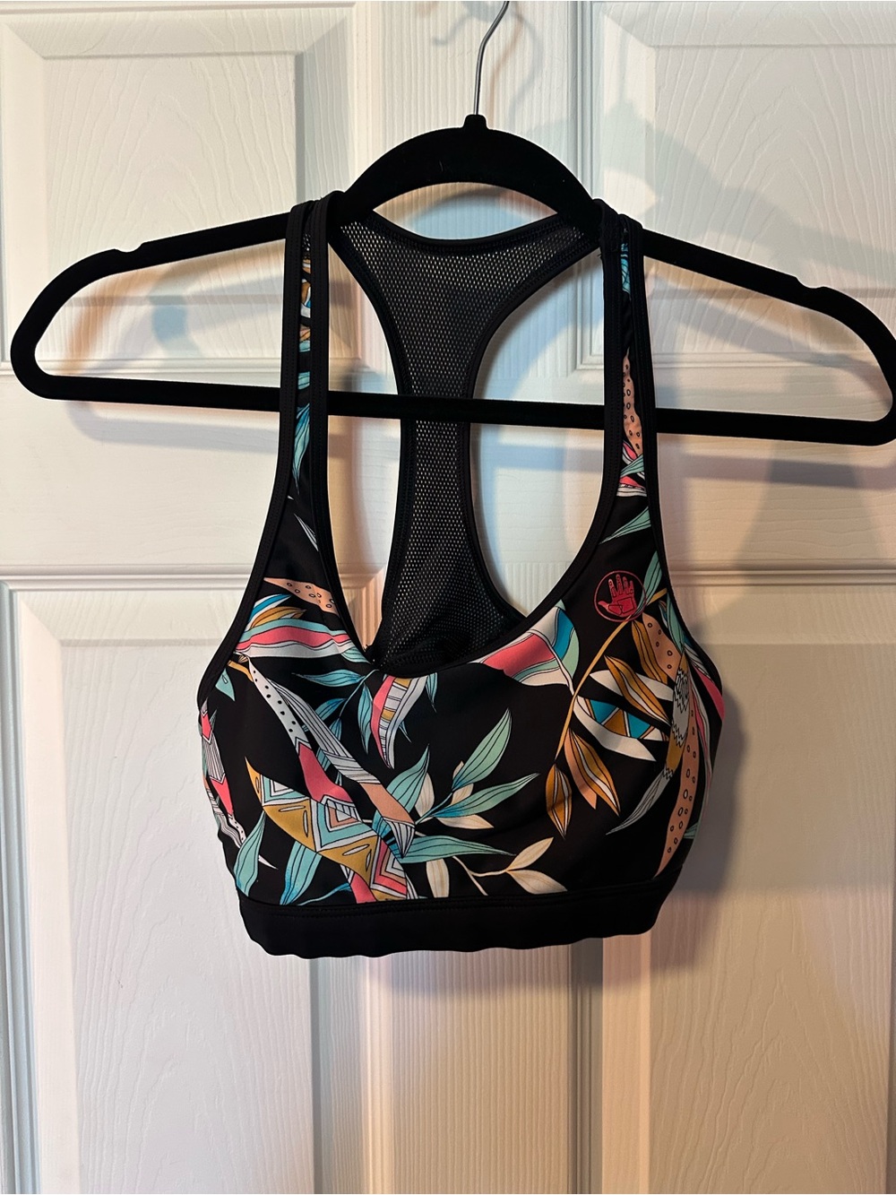 Women's Black Floral-Print Bikini Top